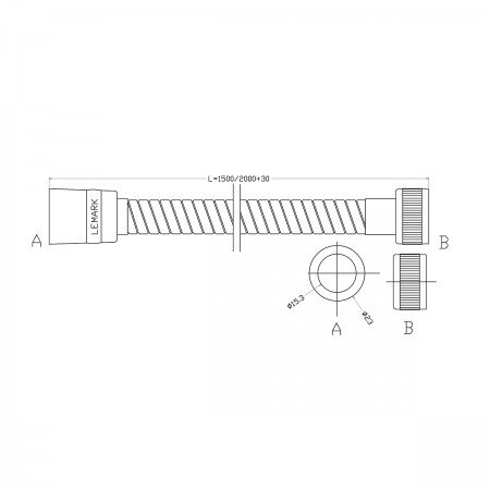 Шланг душевой LEMARK LE8039B, растяжной 150-200 см, TURN-FREE Шланг душевой LEMARK LE8039B, растяжной 150-200 см, TURN-FREE