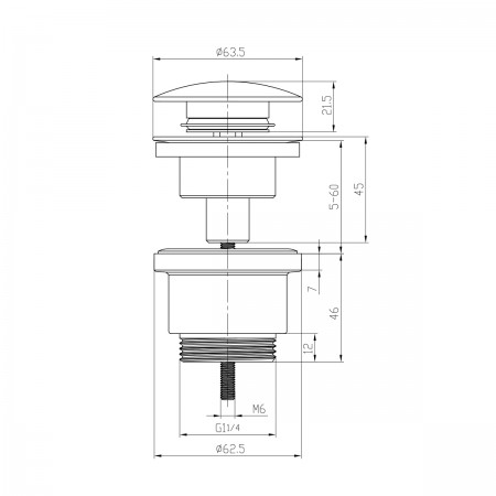 Донный клапан LEMARK LM8500BL универсальный, черный Донный клапан LEMARK LM8500BL универсальный, черный