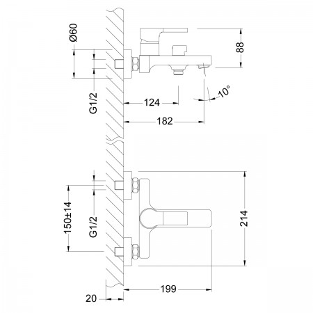 Смеситель LEMARK Aura LM0614C для ванны Смеситель LEMARK Aura LM0614C для ванны