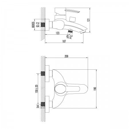 Смеситель LEMARK Atlantiss LM3202C для ванны Смеситель LEMARK Atlantiss LM3202C для ванны