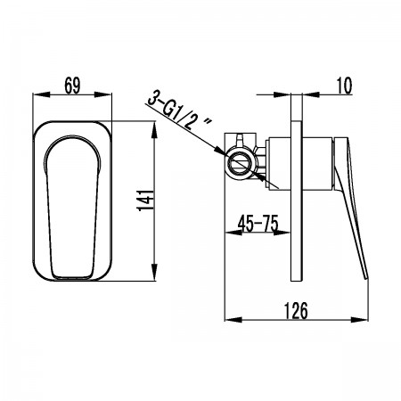 Смеситель LEMARK Bronx LM3723GM для душа, встраиваемый Смеситель LEMARK Bronx LM3723GM для душа, встраиваемый