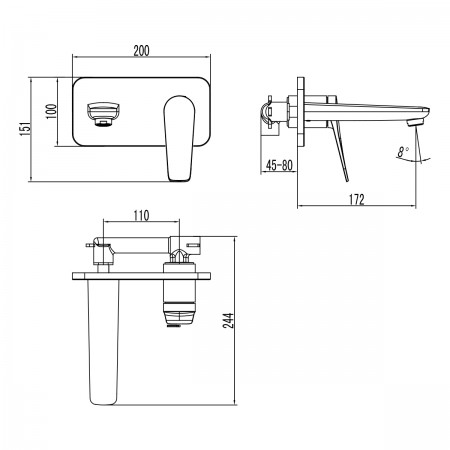 Смеситель LEMARK Bronx LM3726GM для раковины, встраиваемый Смеситель LEMARK Bronx LM3726GM для раковины, встраиваемый