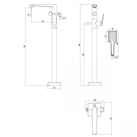 Смеситель LEMARK Bronx LM3744GM для ванны, напольный Смеситель LEMARK Bronx LM3744GM для ванны, напольный