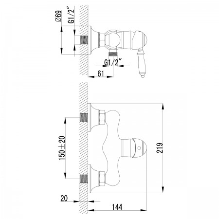Смеситель LEMARK Villa LM4803B для душа Смеситель LEMARK Villa LM4803B для душа