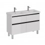 Тумба LEMARK COMBI 125 см под 2 раковины, подвесная/напольная,4 ящика, цвет планки: Чёрный, цвет корпуса, фасада: Белый глянец Тумба LEMARK COMBI 125 см под 2 раковины, подвесная/напольная,4 ящика, цвет планки: Чёрный, цвет корпуса, фасада: Белый глянец
