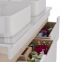 Тумба LEMARK OLIVIA 125 см под 2 раковины, подвесная,4 ящика, цвет корпуса: Дуб кантри, цвет фасада: Белый глянец Тумба LEMARK OLIVIA 125 см под 2 раковины, подвесная,4 ящика, цвет корпуса: Дуб кантри, цвет фасада: Белый глянец