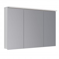 Шкаф зеркальный LEMARK ZENON 120х80 см 3-х дверный, с козырьком-подсветкой, с розеткой, цвет корпуса: Белый глянец