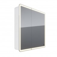 Шкаф зеркальный LEMARK ELEMENT 80х80 см 2-х дверный, с подсветкой, с розеткой, цвет корпуса: Белый
