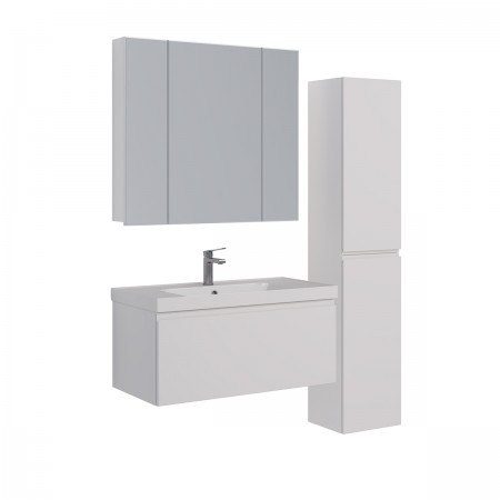 Шкаф зеркальный LEMARK UNIVERSAL 90х80 см 3-х дверный, цвет корпуса: Белый глянец Шкаф зеркальный LEMARK UNIVERSAL 90х80 см 3-х дверный, цвет корпуса: Белый глянец